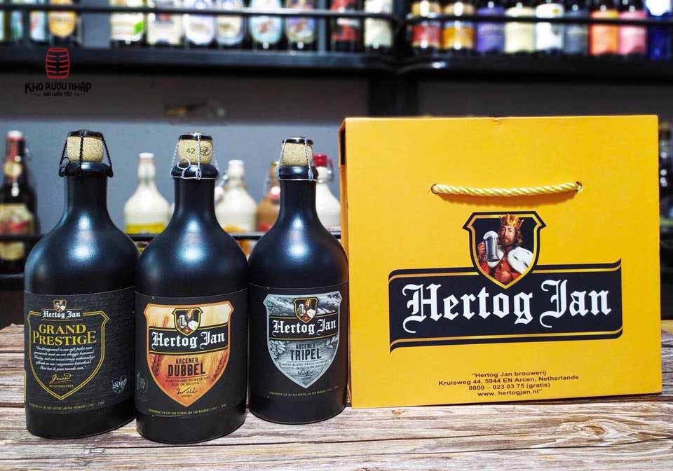 Hộp quà bia Sứ Hertog Jan – Hà Lan – 3 chai 500ml (mix)