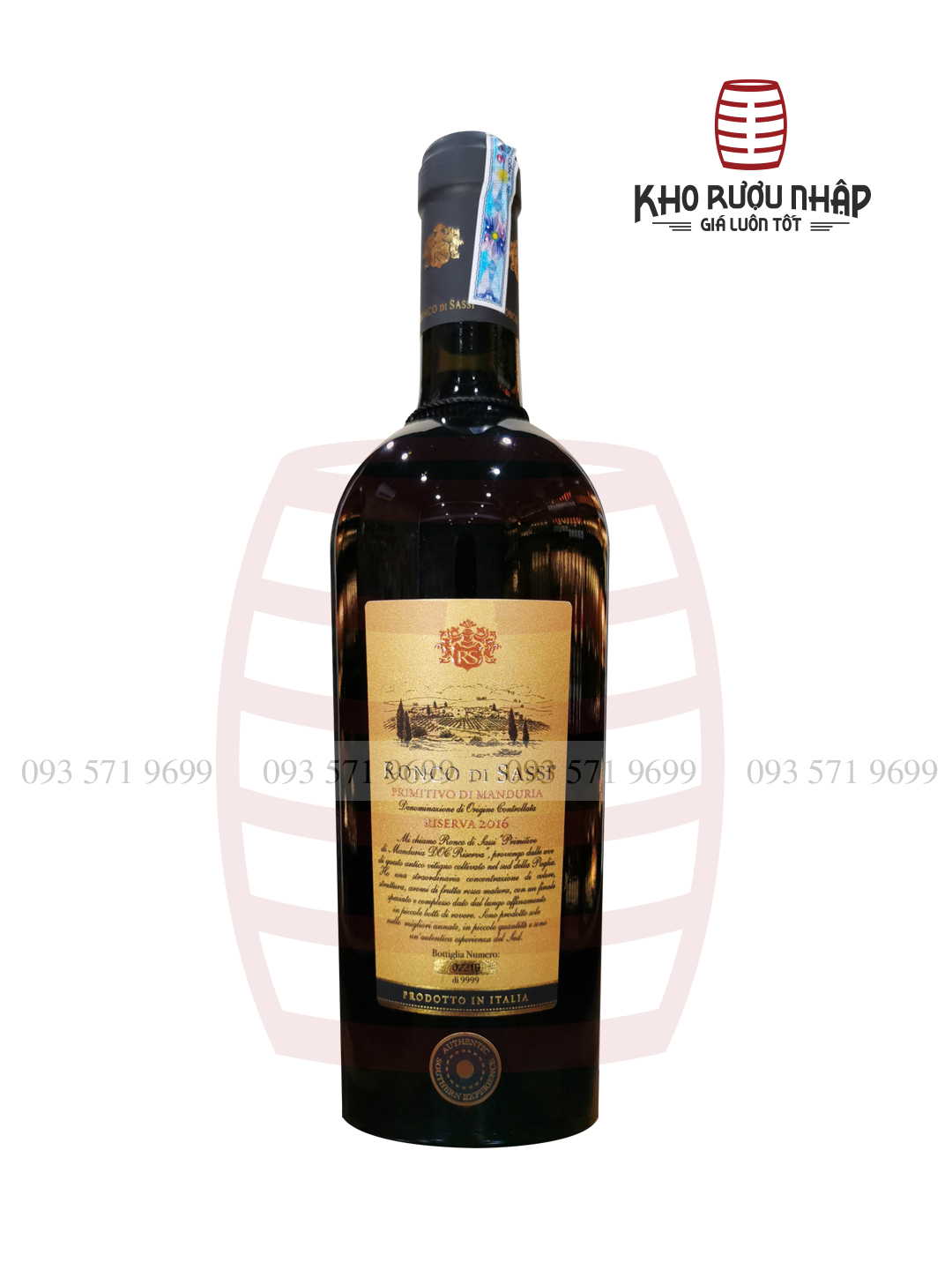 Rượu Vang Ronco Primitivo Di Manduria DOC Riserva – TRW – 1800