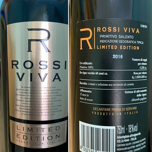 Rượu vang Rossi Viva cao cấp