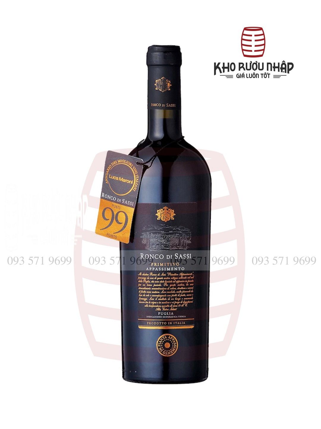 Rượu Vang Ý Ronco Di Sassi 99 Points – TRW-1350 Cao Cấp
