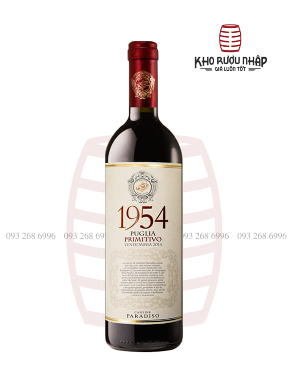 Rượu vang Ý 1954 Primitivo Puglia IGP